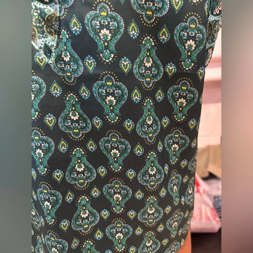 LOFT Teal Paisley Print V-Neck Tie-Waist Camisole - Picture 9 of 11